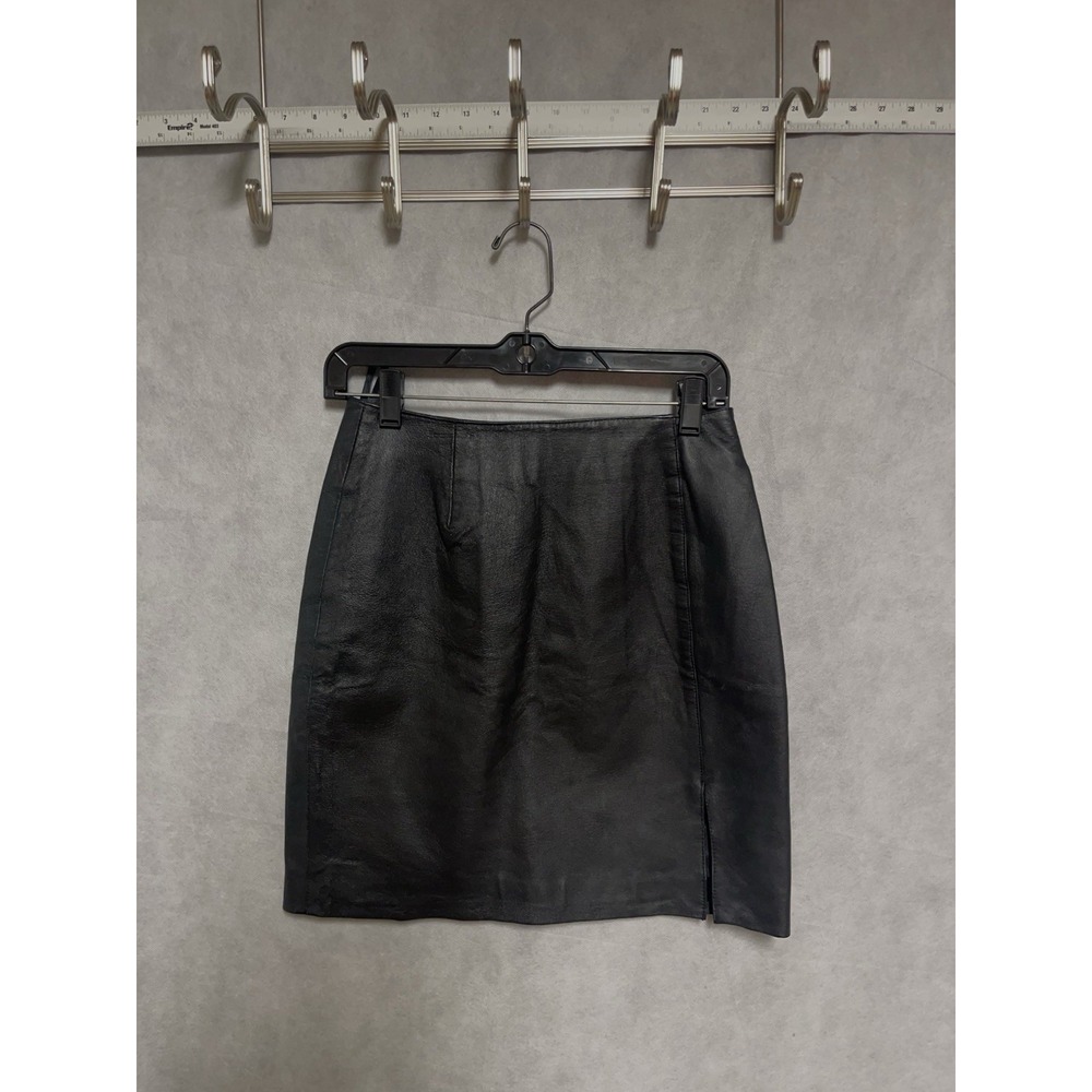 Styleworks Skirt Women 4 Black Leather‎ Lined Moto Biker Grunge Cyber Goth Cycle